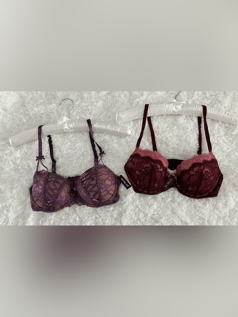 Adore Me Underwire Lace Bras in Plum and Wine Two-Pack Size 34D